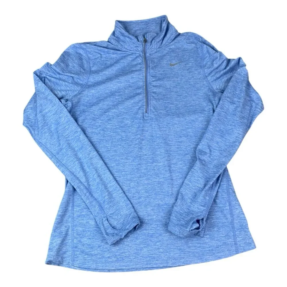 Nike Running Dri Fit Women’s 1/4 Zip Pullover Top, Long Sleeve, Blue, Size Small